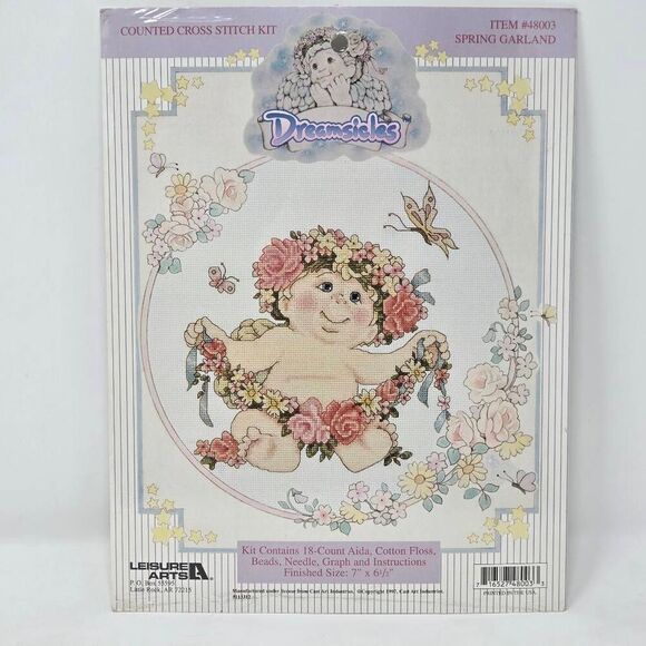 DREAMSICLES SPRING GARLAND COUNTED CROSS STITCH KIT 48003 7" X 6.5" LEISURE ARTS - Picture 1 of 2